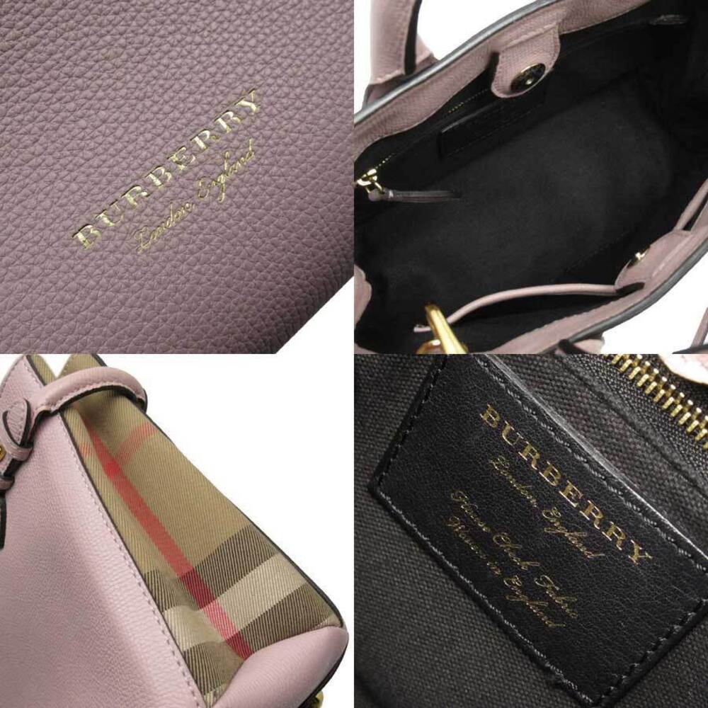 Burberry Check Tan Leather Bag Handbag Beige Crossbody Pink Nova Shoulder - Picture 3 of 3